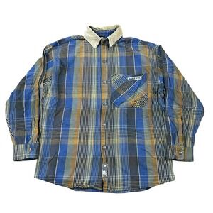 Vintage No Fear Flannel Men M Button Up Plaid Long Sleeve Skate Y2K 90s Contrast